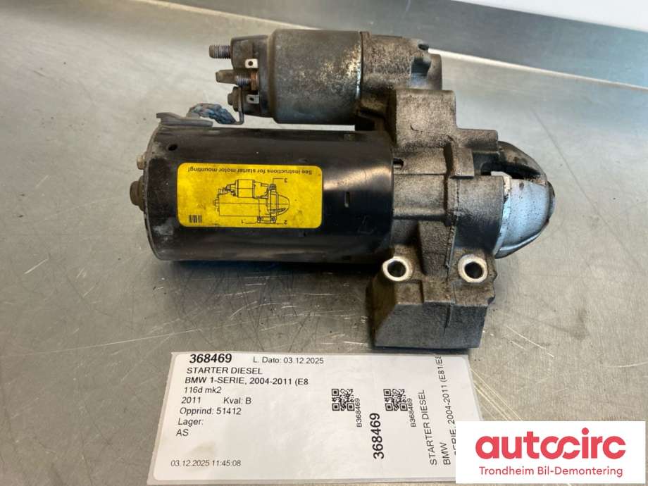 Starter diesel til BMW 1-Serie, 2004-2011 (E81/E82/E87/E88) (E81/E82/E87/E88) (7801203|1241-7801203-03)