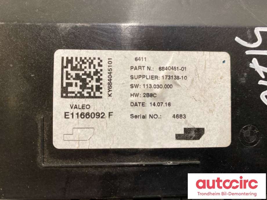 Styreenhet klima/aircondition til BMW X1 2015-2022 (F48) (F48) (VALEO|64 11 9 874 189|6840451-01|)