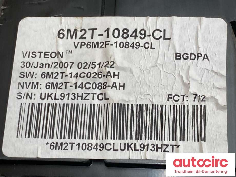 Instrumentpanel til Ford S-Max 2006-2010 (Type I, Fase 1)  (VISTEON|1579917|8M2T-10849-CD|6M2T-10849-CL| 6M2T-10849-DD| 1579919)