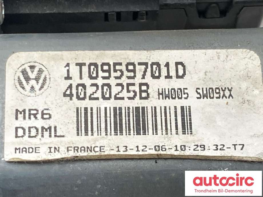Ruteheis, kun motor, venstre foran til Škoda Octavia 2005-2008 (Type II, Fase 1)  (1T0 959 701 E|1K0 959 793 J|1T0959701D)