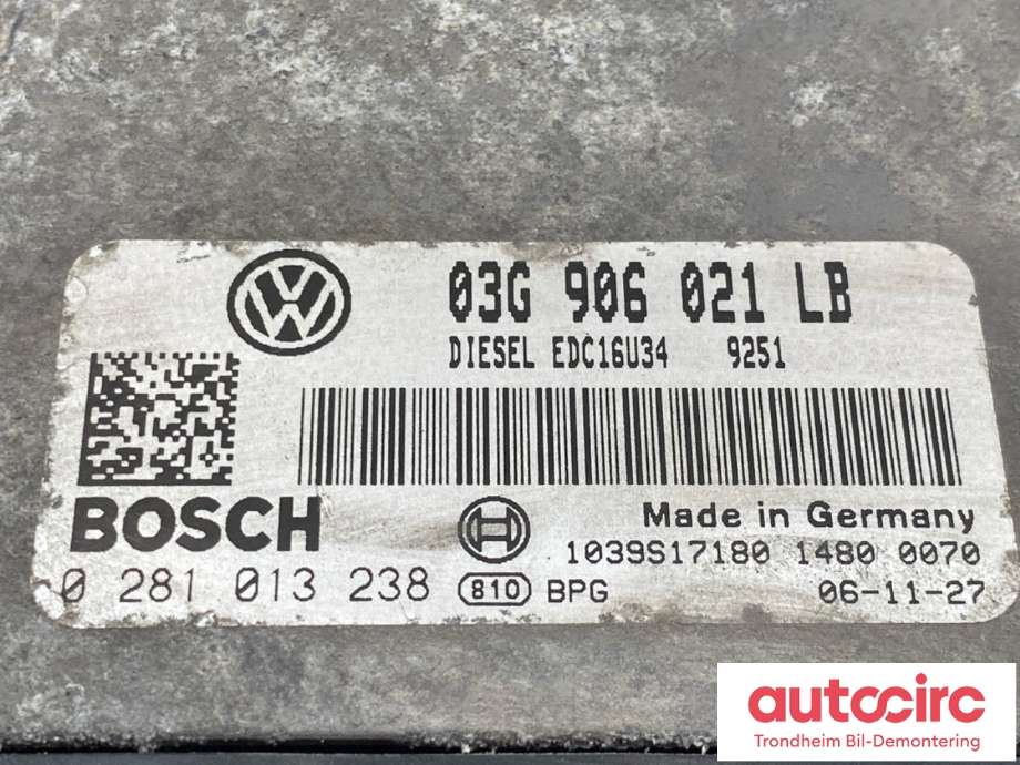 Styreenhet motor til Škoda Octavia 2005-2008 (Type II, Fase 1) (BOSCH|03G 906 021 LB|0281 013 238|)