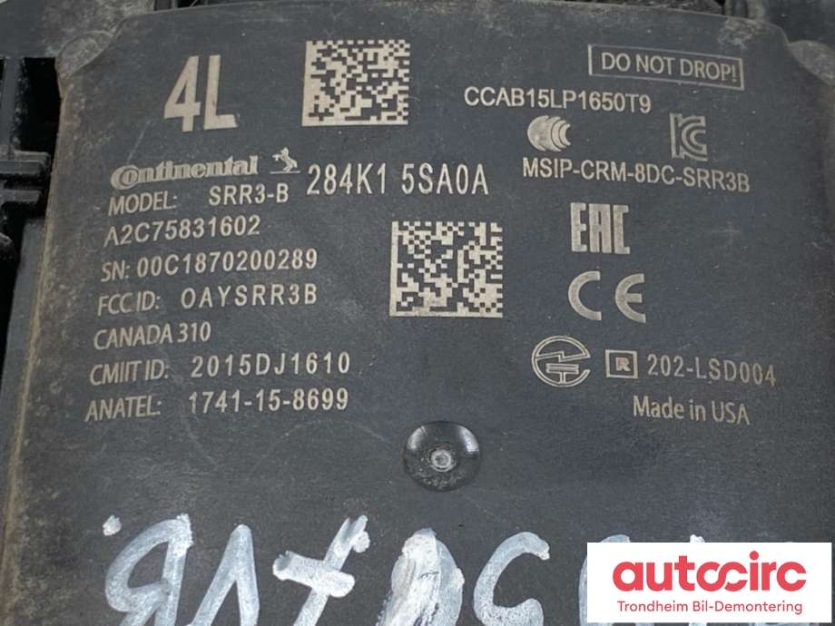 Sensor blindsone til Nissan Leaf 2018-->> (Type II) (CONTINENTAL|284K05SA0A|A2C75831802| 284K1 5SA0A)