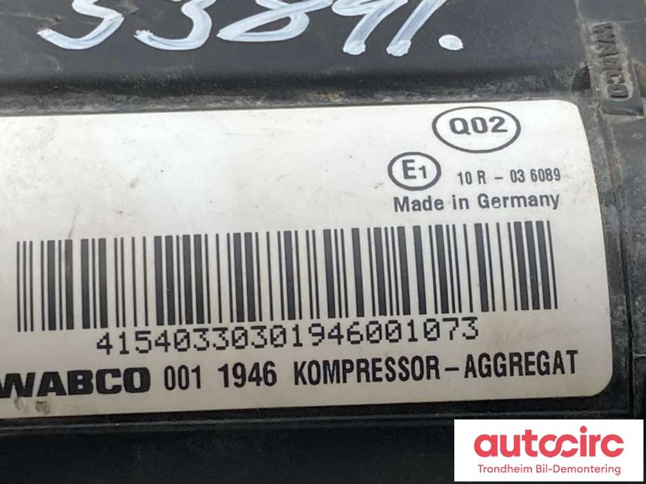 Kompressor nivå/luft til Mercedes E-Klasse 2002-2006 (Fase 1) (W211) (W211) (WABCO|A 211 320 03 04|A2203200104|)