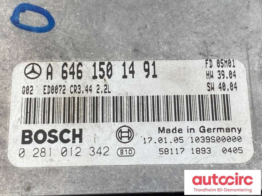 Styreenhet motor til Mercedes C-Klasse 2004-2007 (Fase 2) (W203) (W203) (BOSCH|A 646 150 14 91|A 646 150 66 91|0 281 012 342)