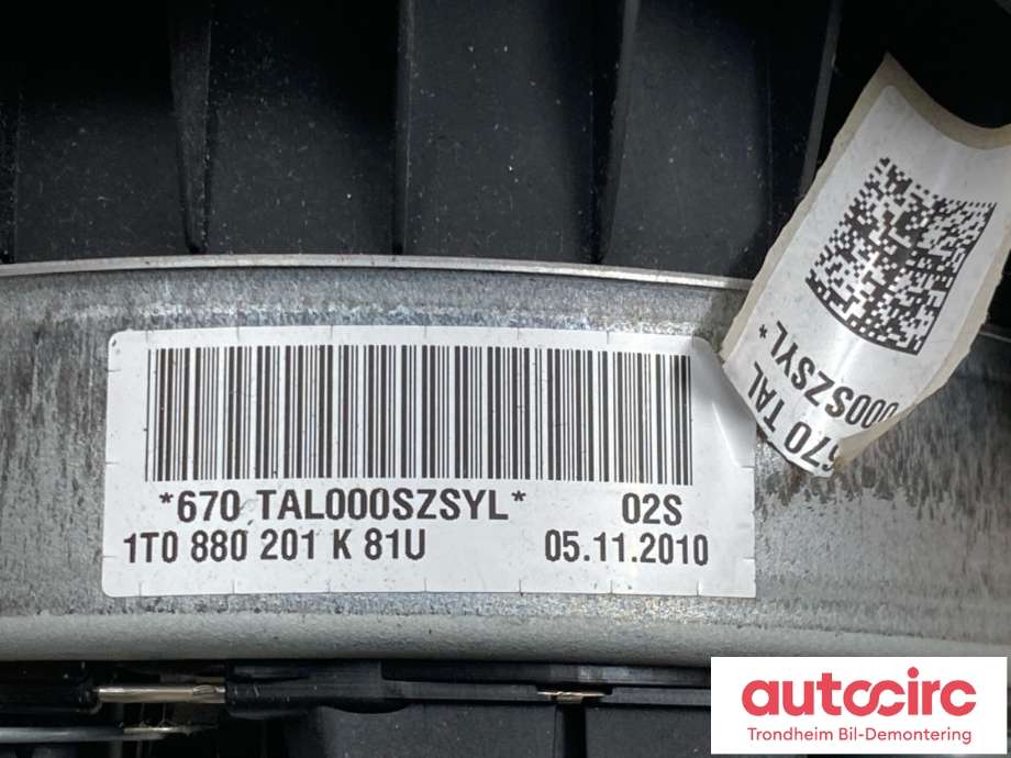Airbag rattpute til VW Golf VI 2008-2012 (1T0880201K|1T0 880 201 L|5K0 880 201 AA)