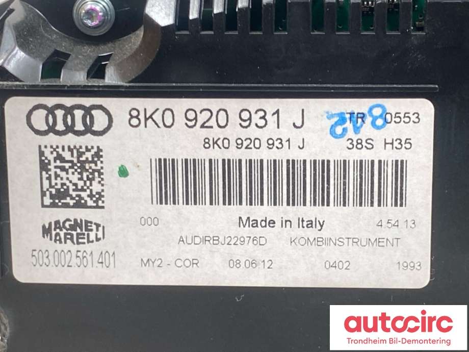 Instrumentpanel til Audi A4 2007-2014 (Type IV) (B8) (B8) (8K0920931J|)