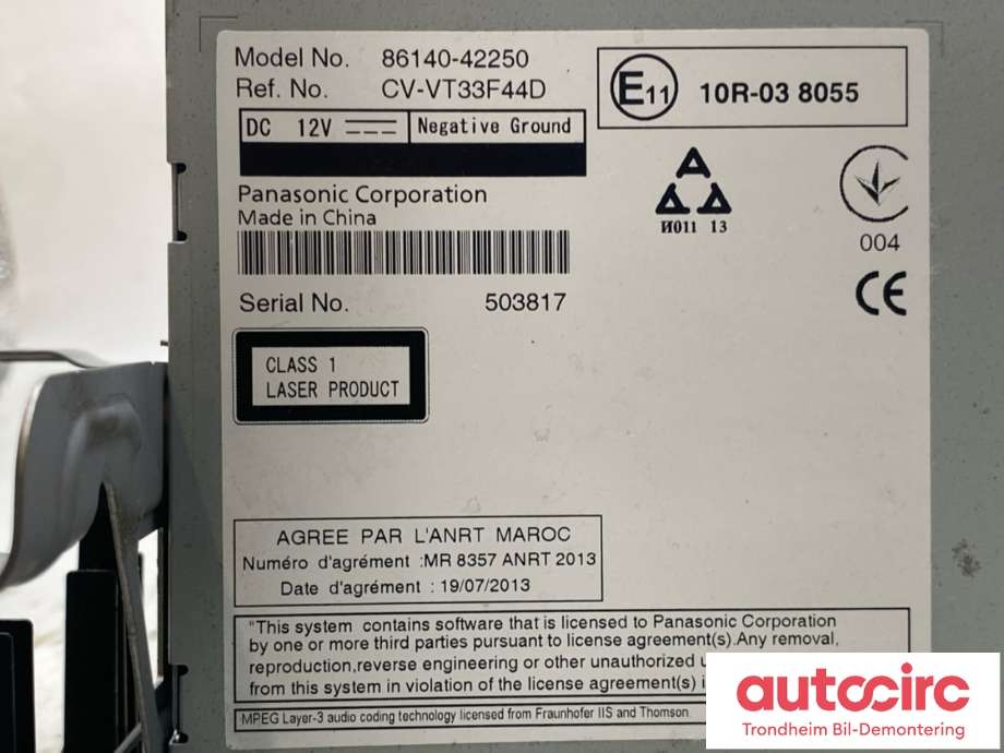 Bilstereo navigasjon til Toyota RAV4 2013-2015 (Type IV, Fase 1) (8614042250|)