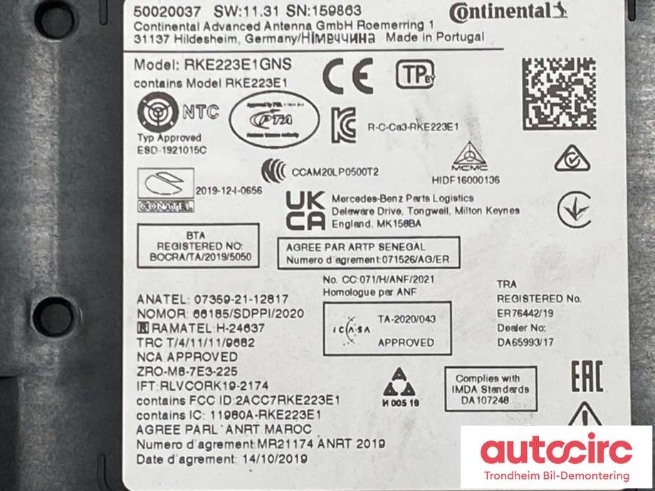Antenne forsterker til Mercedes EQS SUV 2022-->> (X296) (X296) (A2239051109|A2239055414|)