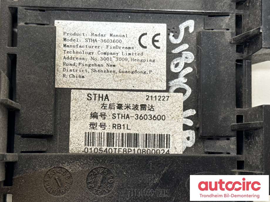 Sensor blindsone til BYD Tang 2020-->>  (VENSTRE BAK|STHA-3603600|)