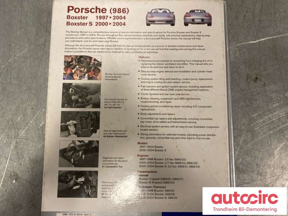 Instruksjonsbok til Porsche Boxster 1997-2004 (986) (986) (BENTLEY PUBLISHERS|)