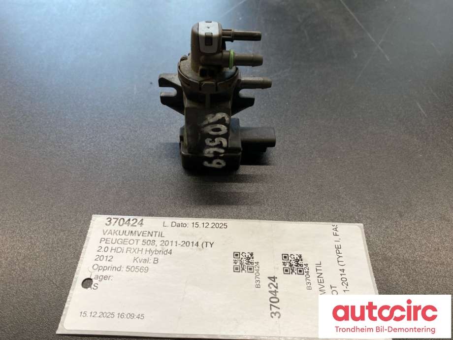 Vakuumventil til Peugeot 508, 2011-2014 (Type I, Fase 1) (9674084680)