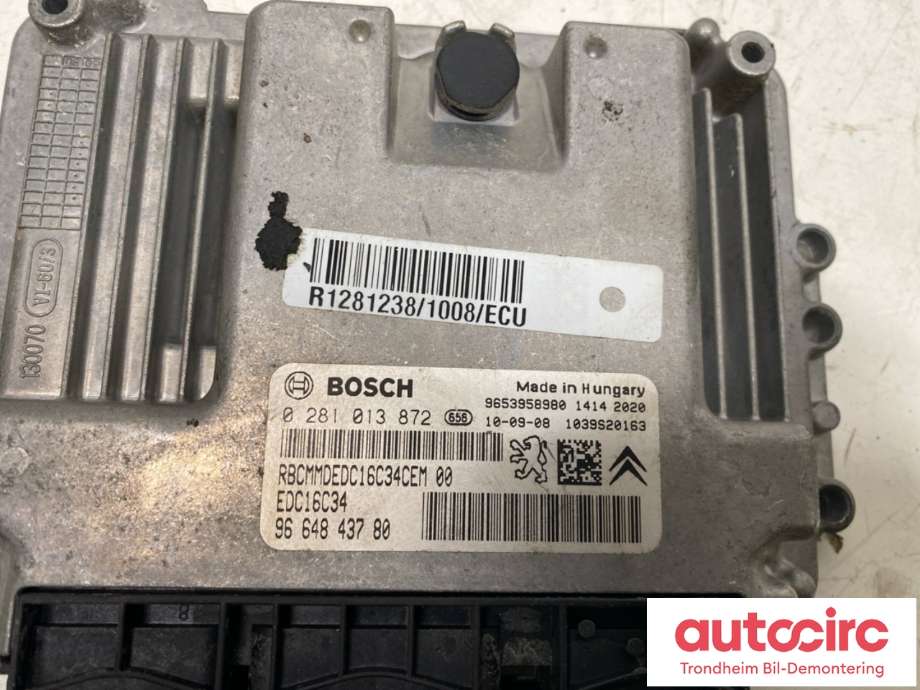 Styreenhet motor til Peugeot Partner 2008-2015 (Type II, Fase 1)  (1943 J3|16 776 155 80|1943 J4)