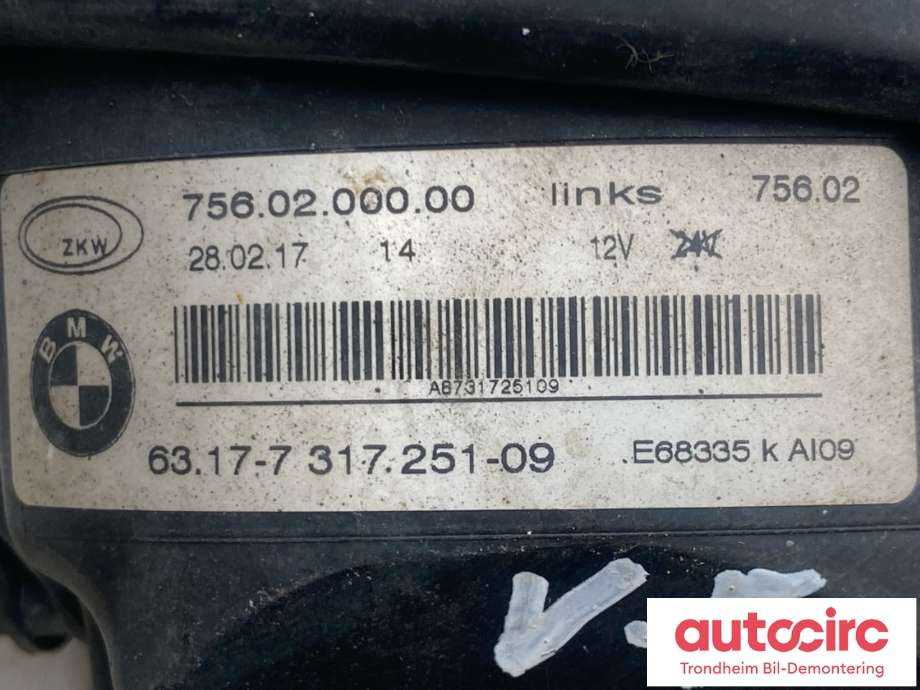 Tåkelykt venstre foran til BMW X3 2010-2017 (F25) (F25) (7317251|63177317251|)