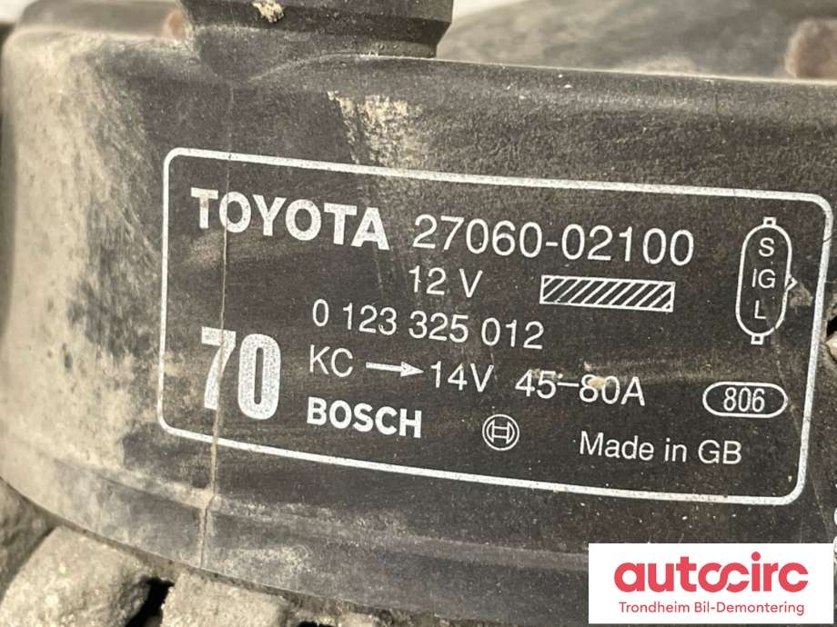 Dynamo til Toyota Avensis 1997-2000 (Type I, Fase 1)  (BOSCH|2706002100|0 123 325 012|)