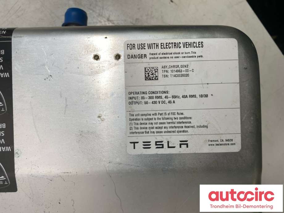 Batterilader (OBC - On Board Charger) til Tesla Model S 2013-2016 (Fase 1) (1014963-00-C|1020451-00-C|1014963-00-E|1014963-00-F|1014963-00-G|1014963-00-J|1014963-00-K|1014963-00-L|1014963-03-A|1014963-04-A|1014963-06-A|1014963-99-K)