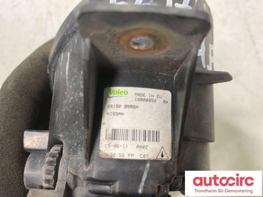 Tåkelykt høyre foran til Nissan Qashqai 2010-2014 (Type I, Fase 2) (VALEO|26150-8992A|10000652|)