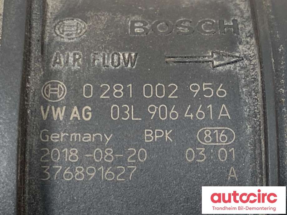 Luftmengde/luftmassemåler til VW Transporter / Caravelle 2015-2019 (T6) (T6) (BOSCH|03L 906 461 A|0 281 002 956|)