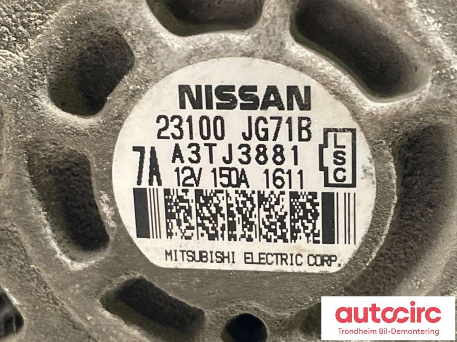 Dynamo diesel til Nissan X-Trail 2007-2014 (T31) (T31) (MITSUBISHI ELECTRIC CORP|23100JG71B|)