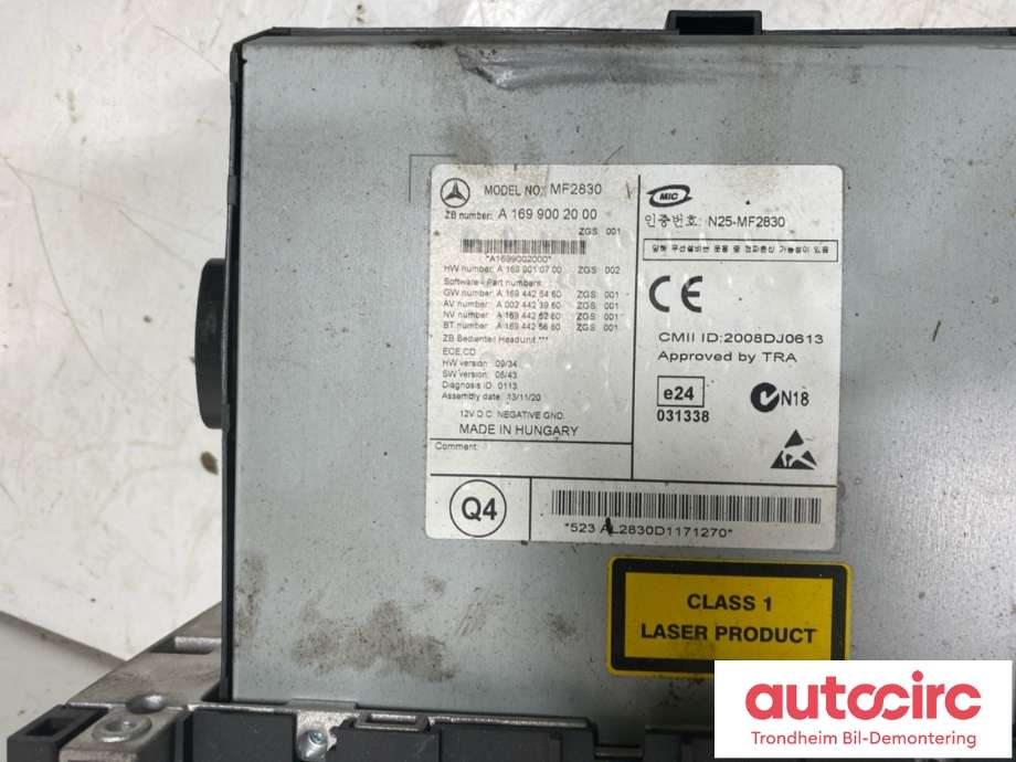 Bilstereo til Mercedes Vito/Viano 2010-2014 (Fase 2) (W639) (W639) (A1699002000|MF2830|A1699010700)