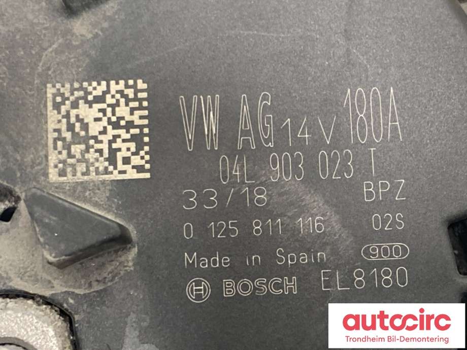 Dynamo diesel til VW Transporter / Caravelle 2015-2019 (T6) (T6) (BOSCH|04L 903 023 T|0125811116|)
