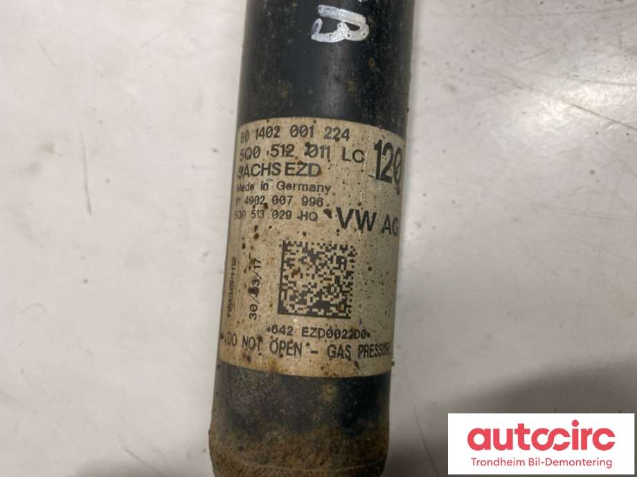 Støtdemper bak til Audi A3 2016-2020 (Type III, Fase 2)  (SACHS|5Q0 513 029 HQ|5Q0512 011 LC|5Q0 513 353 G)