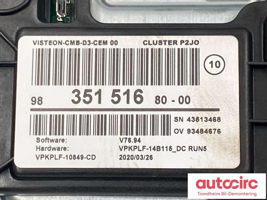 Instrumentpanel til Opel Corsa-e 2019-->>  (9835151680|)