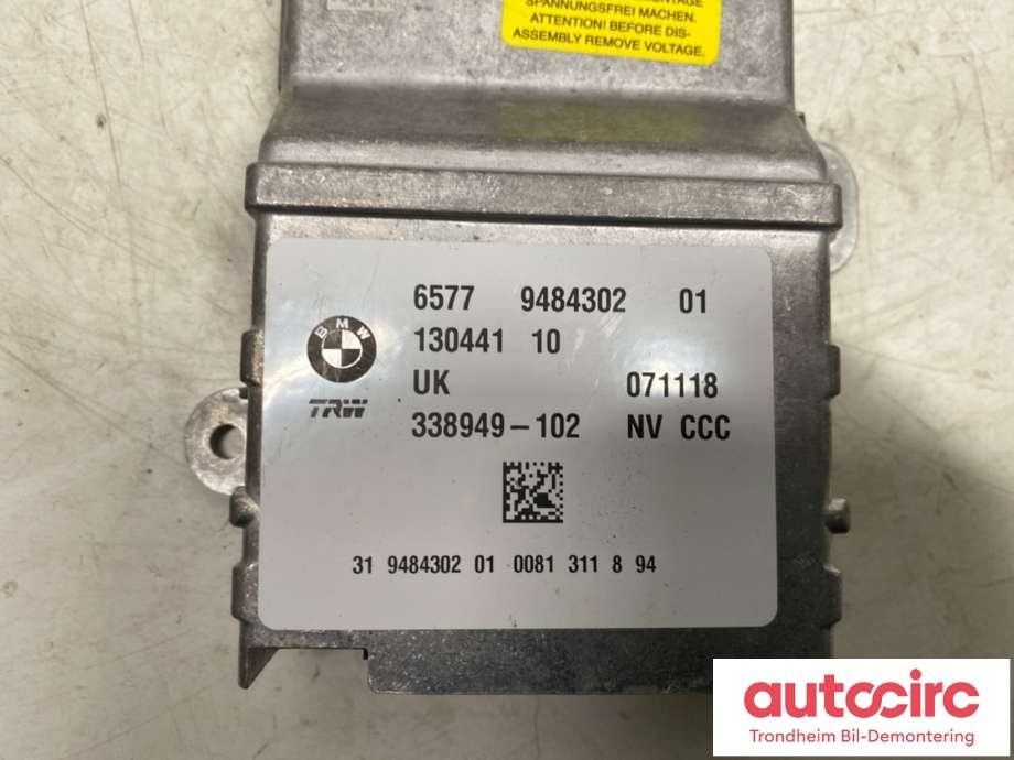 Styreenhet airbag hovedsensor til BMW i3 2013-2022  (TRW|6577 9484302|6577 9484302 01|338949-102)