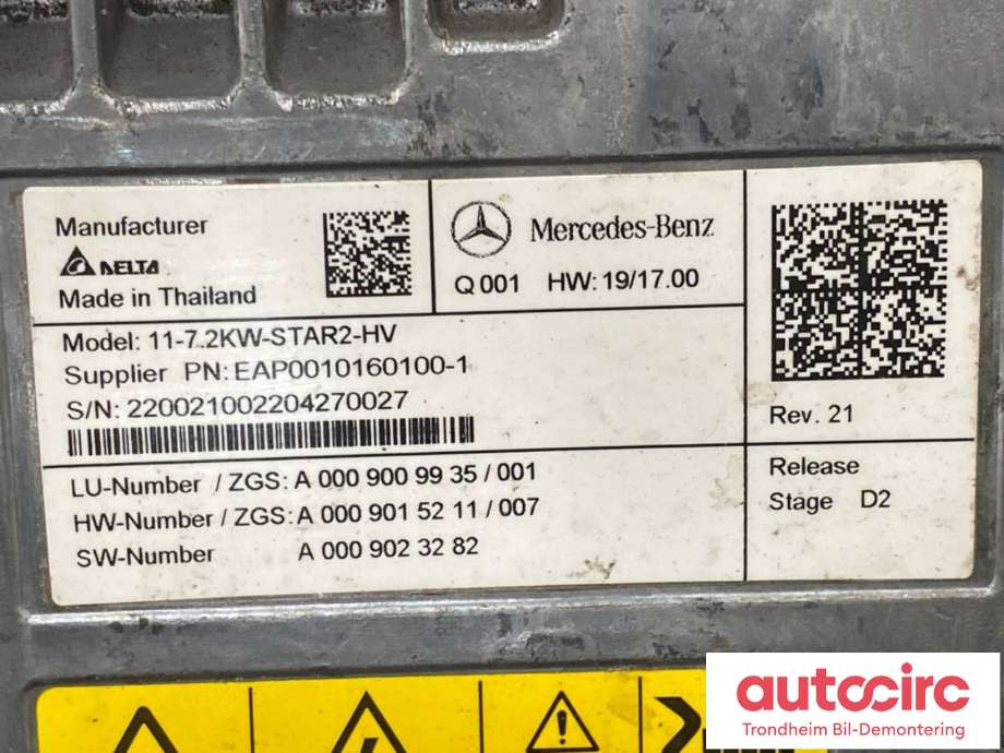 Batterilader (OBC - On Board Charger) til Mercedes EQB 2022-->>  (A0009009935|A 000 900 26 50|)