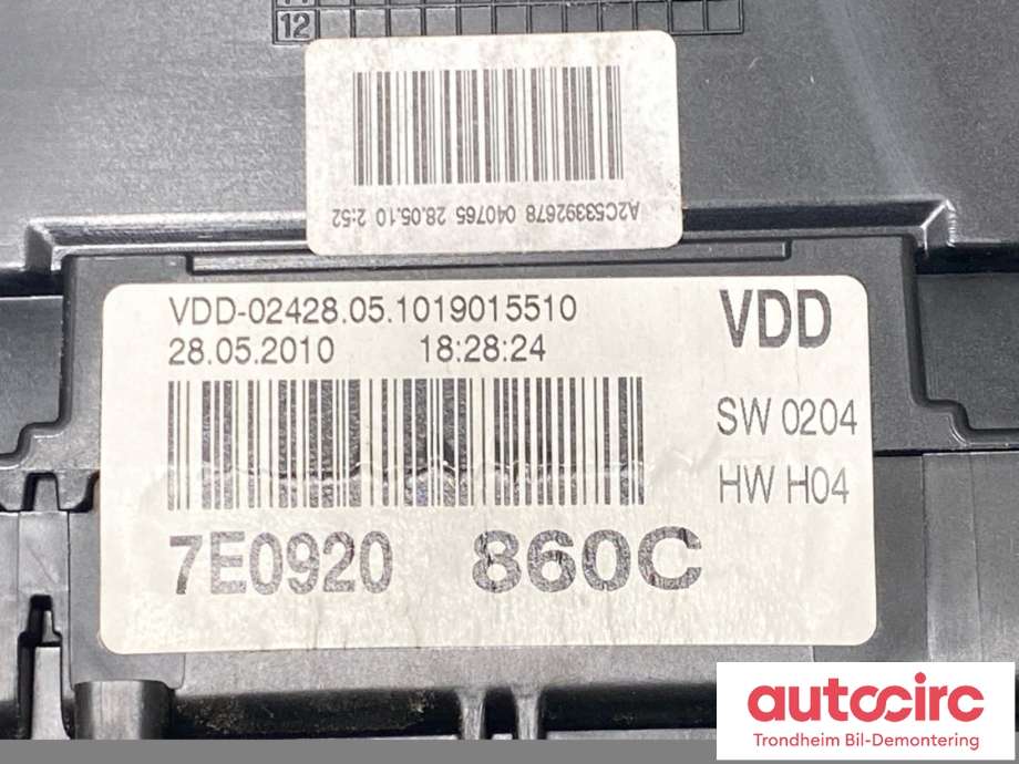 Instrumentpanel til VW Transporter / Caravelle 2009-2015 (Fase 2) (T5) (T5) (7E0 920 860 C|)