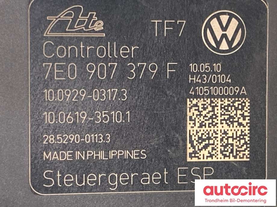 ABS sentral til VW Transporter / Caravelle 2009-2015 (Fase 2) (T5) (T5) (ATE|7E0907379F|7E0614517B|)