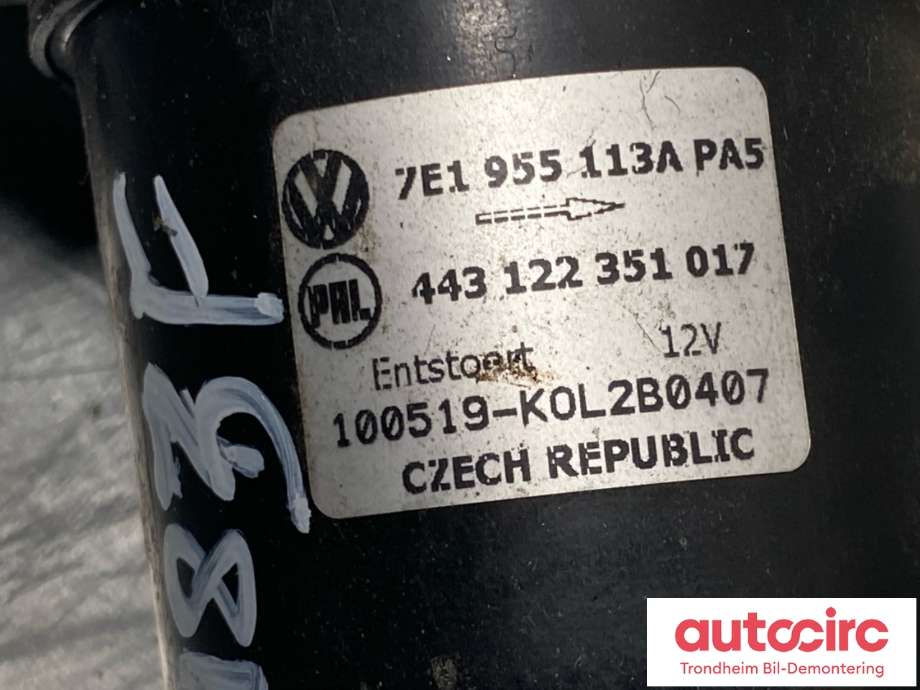 Viskermotor frontrute til VW Transporter / Caravelle 2009-2015 (Fase 2) (T5) (T5) (7E1955113A|7E1 955 113 B|7E1 955 113 G)