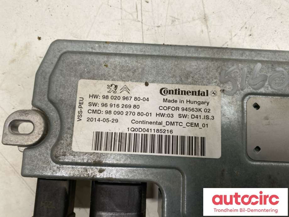 Styreenhet diverse til Peugeot 308 2013-2021 (Type II)  (CONTINENTAL|98 090 270 80|98 184 596 80|980209678004| 9802096780)