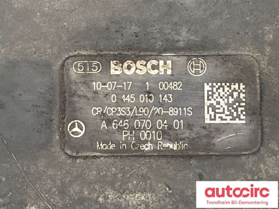 Dieselpumpe til Mercedes Sprinter 2006-2013 (Fase 1) (906) (906) (BOSCH|0 445 010 143|A646 070 04 01| A 646 070 03 01|A 646 070 04 01 80| A 646 070 01 01|)