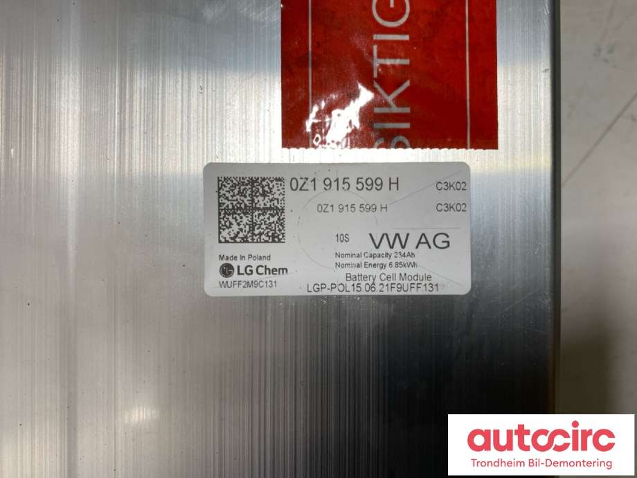 Batteripakke-modul elbil til VW ID.4 2020-->>  (LG CHEM|0Z1 915 599 J|)