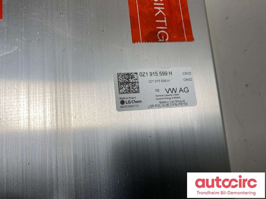 Batteripakke-modul elbil til VW ID.4 2020-->>  (LG CHEM|0Z1 915 599 J|)