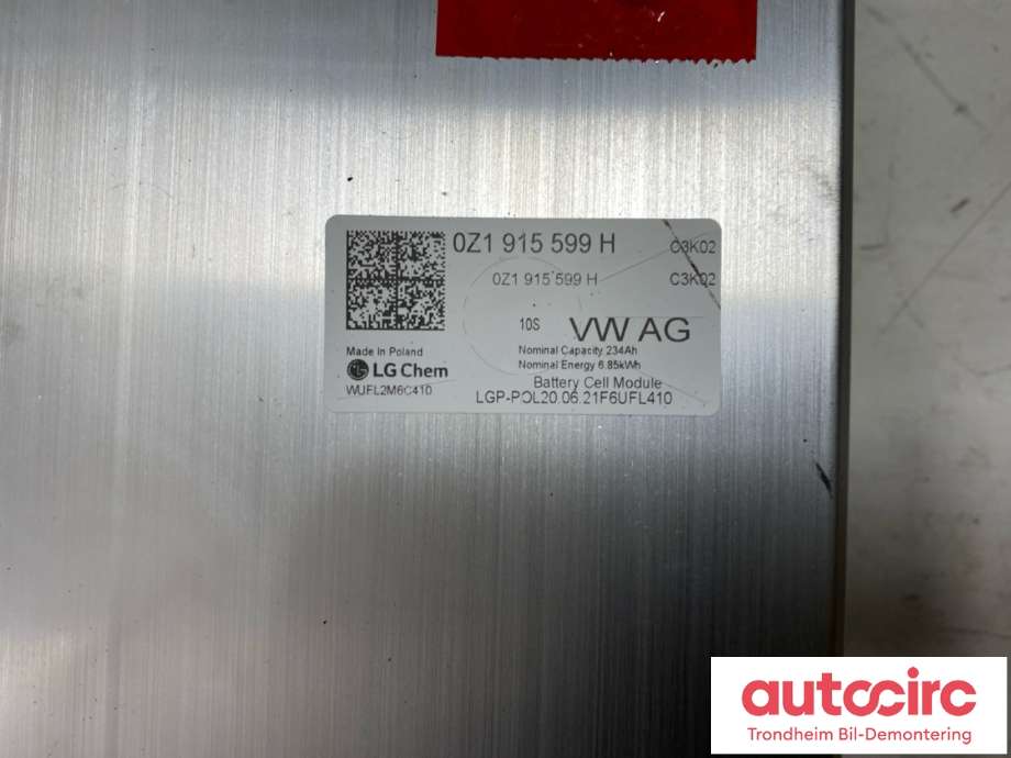 Batteripakke-modul elbil til VW ID.4 2020-->>  (LG CHEM|0Z1 915 599 J|)