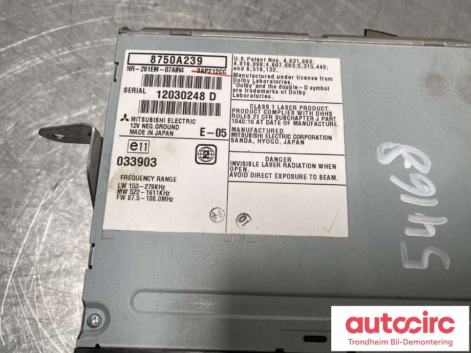 Bilstereo navigasjon skjerm til Mitsubishi ASX 2010-2019  (8750A239|)