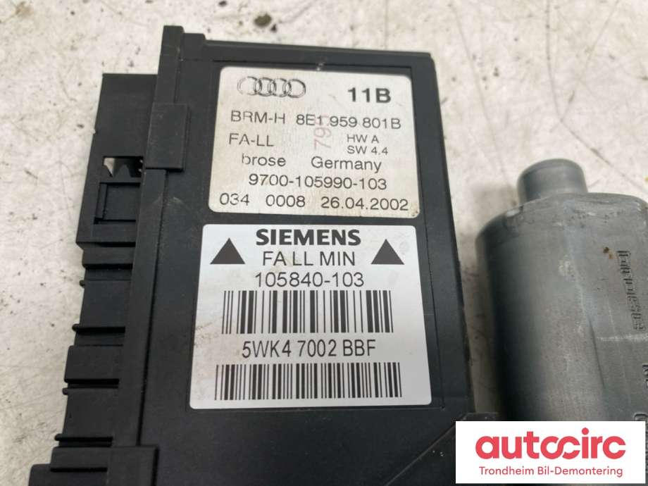 Ruteheis, kun motor, venstre foran til Audi A4 2001-2004 (Type II) (B6) (B6) (8E1 959 801 G|)