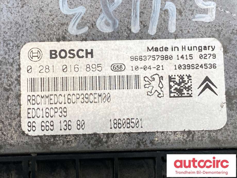 Styreenhet motor til Mitsubishi Outlander 2010-2012 (Type II, Fase 2)  (BOSCH|9666913680|1860B501|0281016895)