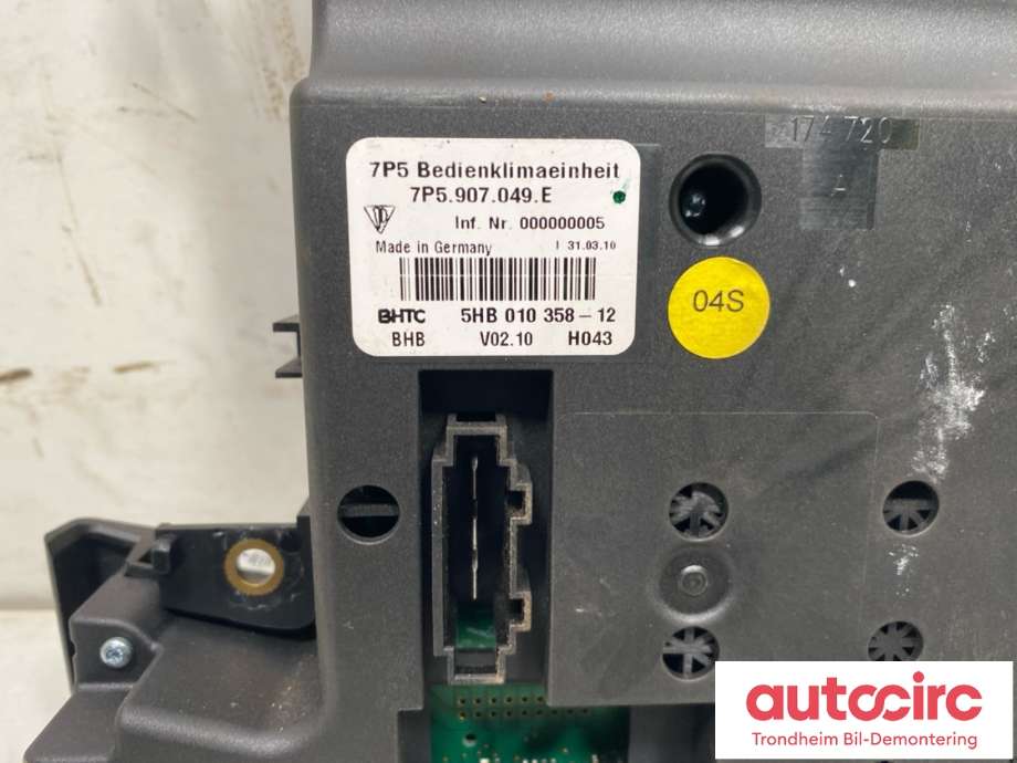 Varmeapparat betjening bak til Porsche Cayenne 2010-2017 (92A) (92A) (958 653 302 00|958 653 302 02|7P5 907 049 E)