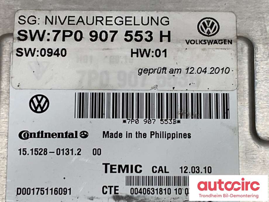 Styreenhet nivå/luftfjæring til Porsche Cayenne 2010-2017 (92A) (92A) (958 618 304 02|958 618 304 04|7P0 907 553 H)