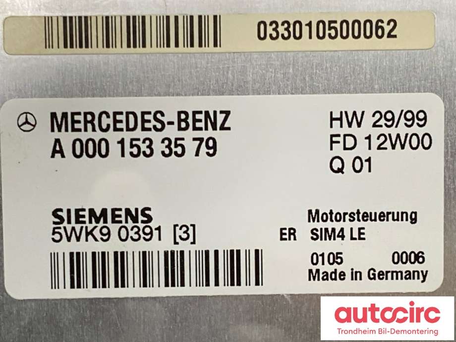 Styreenhet motor til Mercedes SLK 1997-2004 (R170) (R170) (A0001533579|A0001532179|A0275457032| A1111532079| A1111532879| A1111533779)