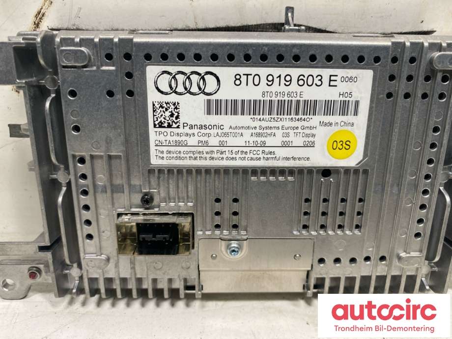 Multimedia display (MCU - Media Controller Unit) til Audi A4 2007-2014 (Type IV) (B8) (B8) (8T0 057 603 E|8T0 919 603 E|)