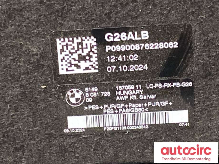 Hattehylle til BMW i4 2021-->> (G26) (G26) (51 49 8 081 723|)