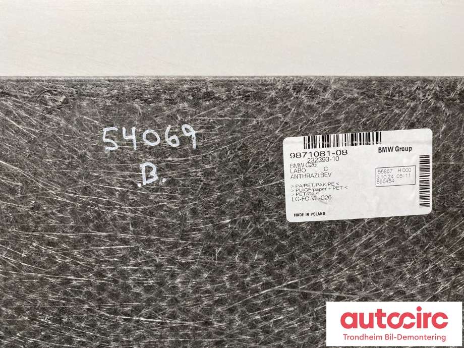 Bagasjerom teppe/gulvplate til BMW i4 2021-->> (G26) (G26) (51 47 9 871 081|)