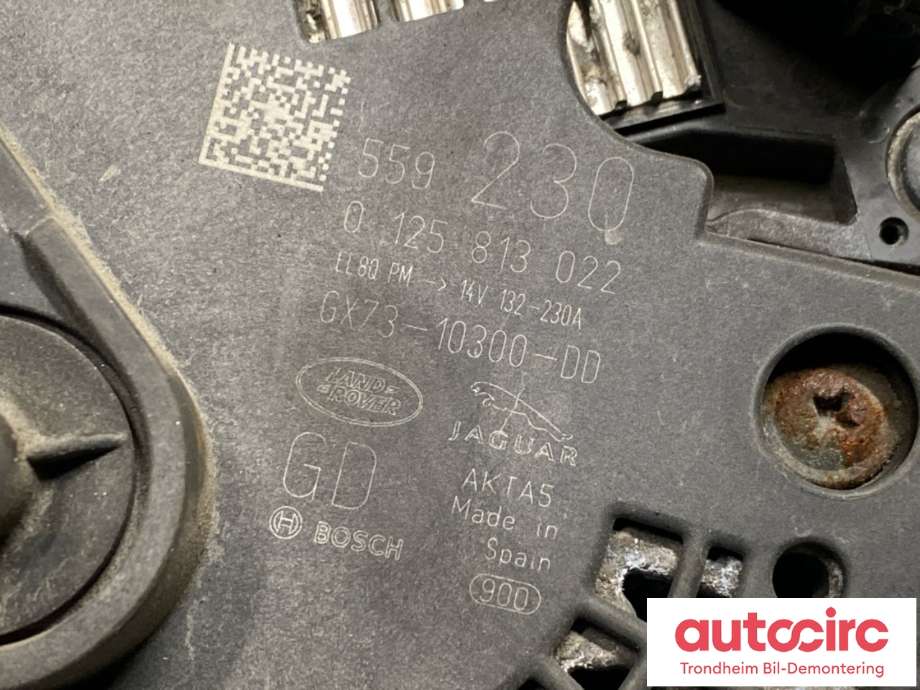 Dynamo diesel til Land Rover Range Rover, Evoque 2011-2019 (Type I)  (BOSCH|GX73-10300-DD|0 125 813 022| LR079256|GX7310300DE| GX7310300DF| LR105985)