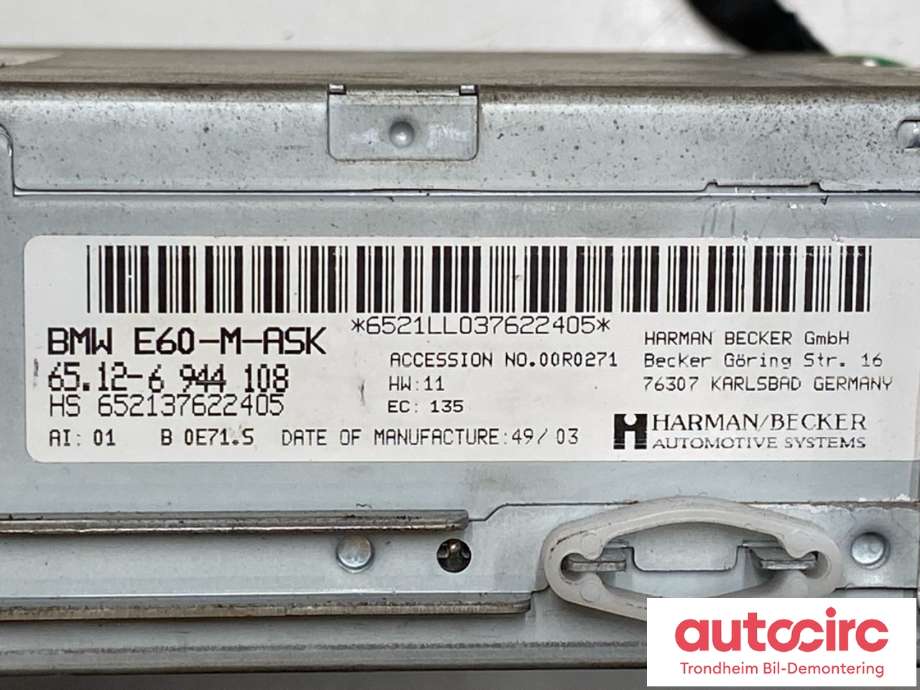 Bilstereo til BMW 5-Serie 2003-2010 (E60/E61) (E60/E61) (65126942521|)