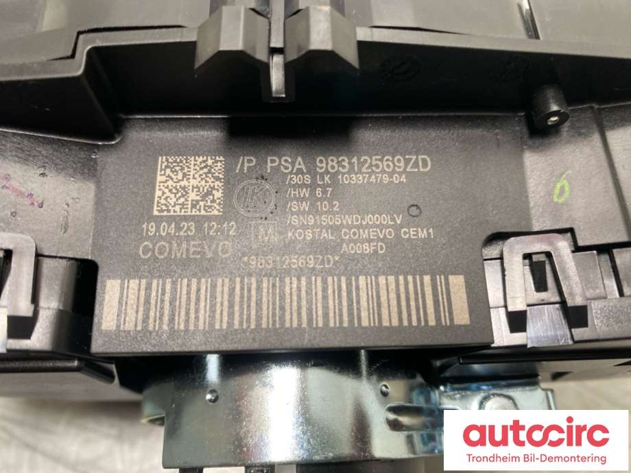 Bryter combi til Peugeot Partner 2019-->> (Type III)  (98312569ZD|)