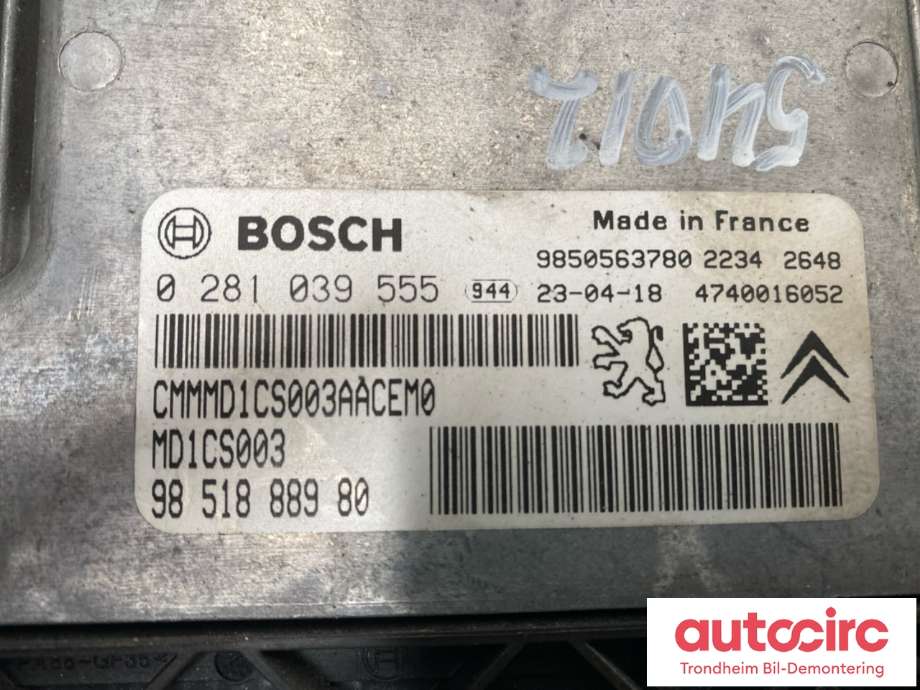Styreenhet motor til Peugeot Partner 2019-->> (Type III)  (BOSCH|9851888980|0281039555|)