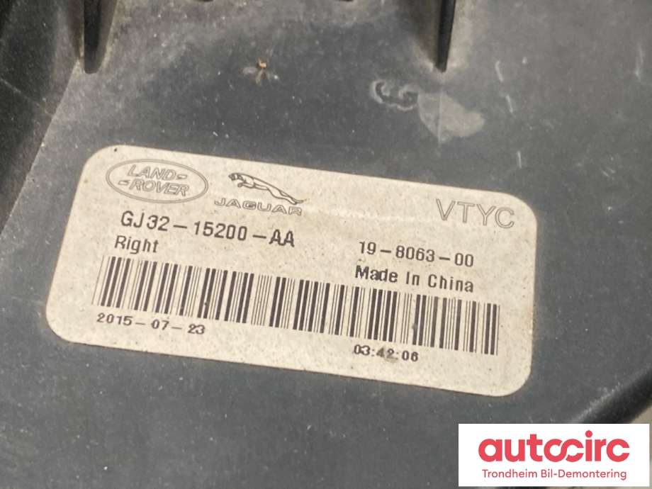 Tåkelykt høyre foran til Land Rover Range Rover, Evoque 2011-2019 (Type I) (LR072645|GJ3215200AA|GJ3215200AB| LR136872)
